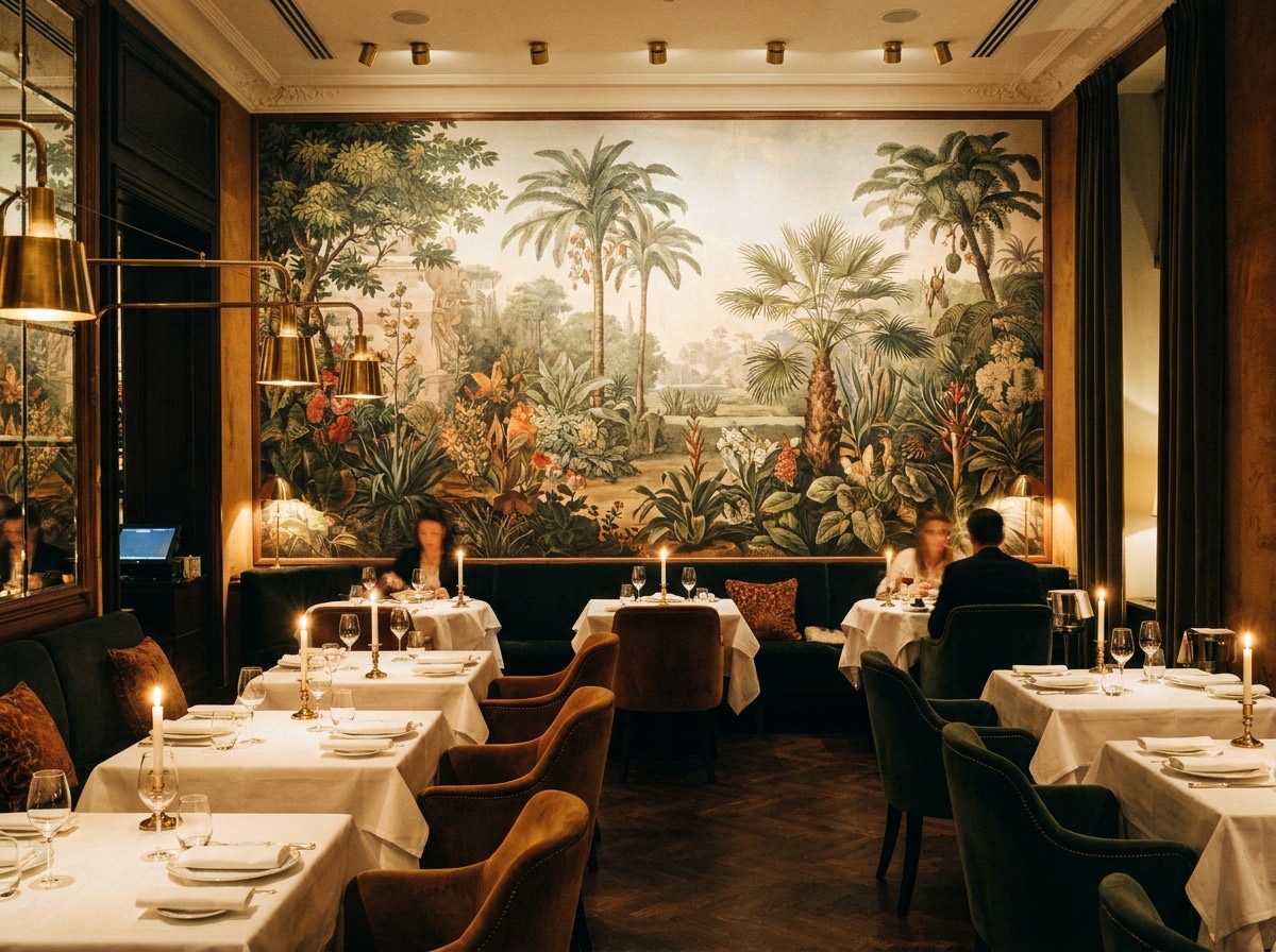 Fresque murale sur mesure dans la salle d'un restaurant
